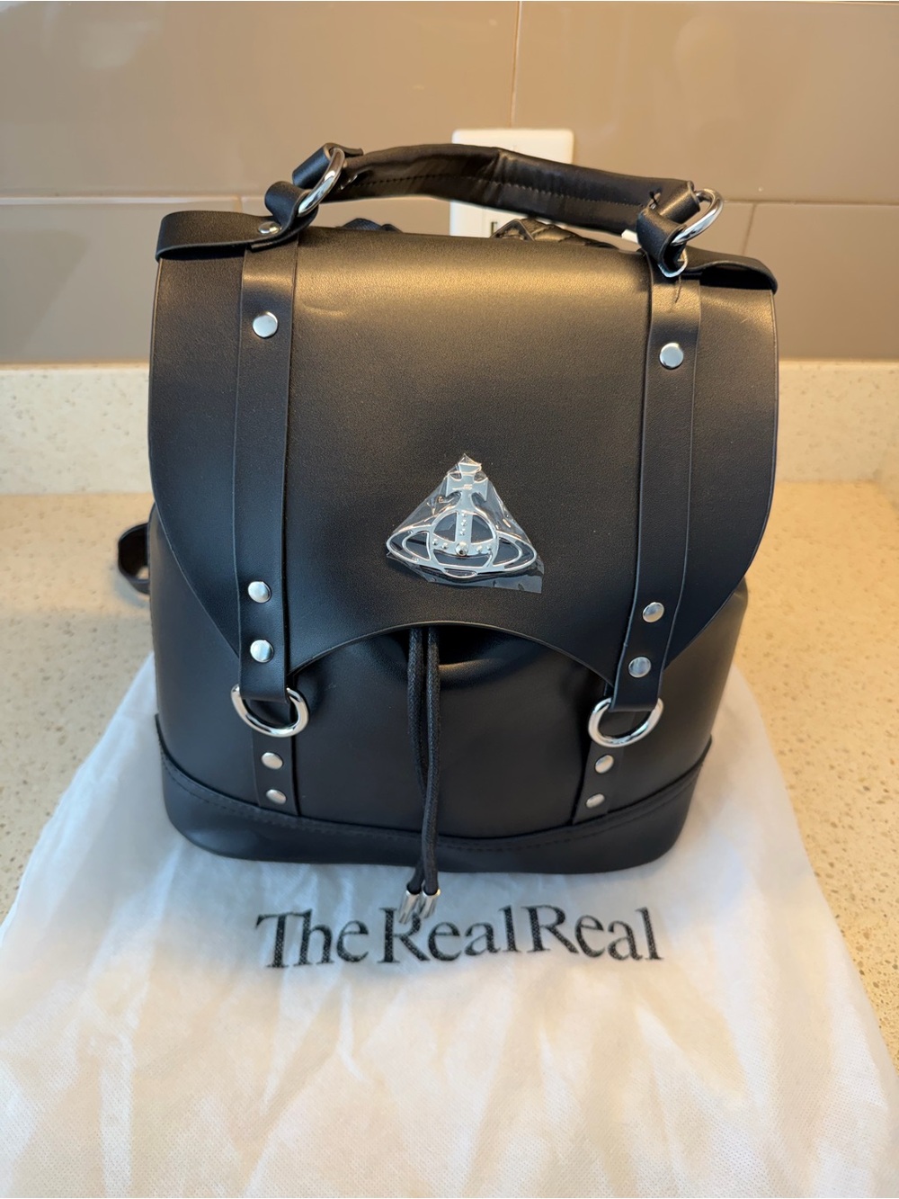 Vivienne Westwood Black Leather Mini Backpack with Silver Hardware - Picture 2 of 11